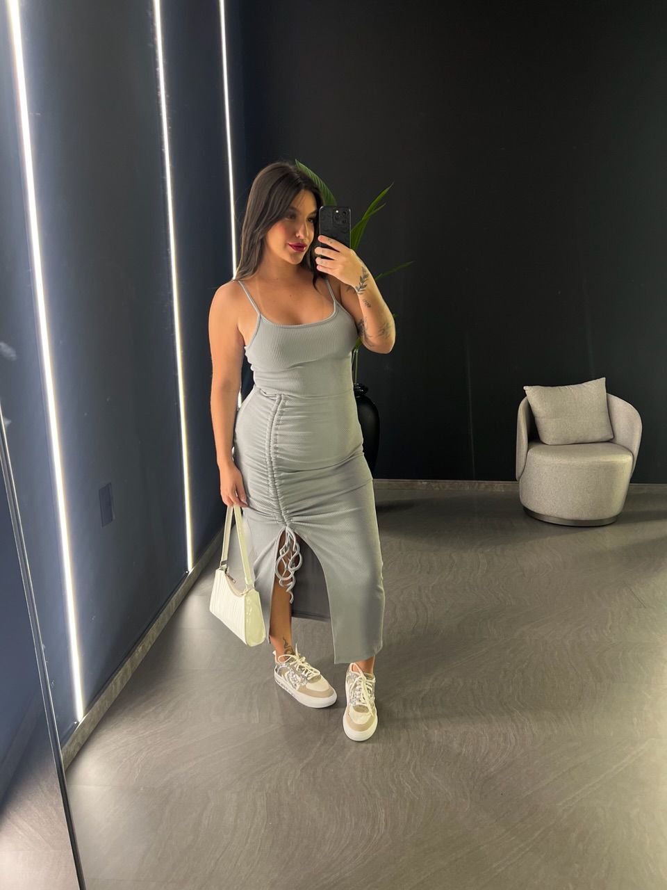 VESTIDO ALESSANDRA ALÇA CINZA