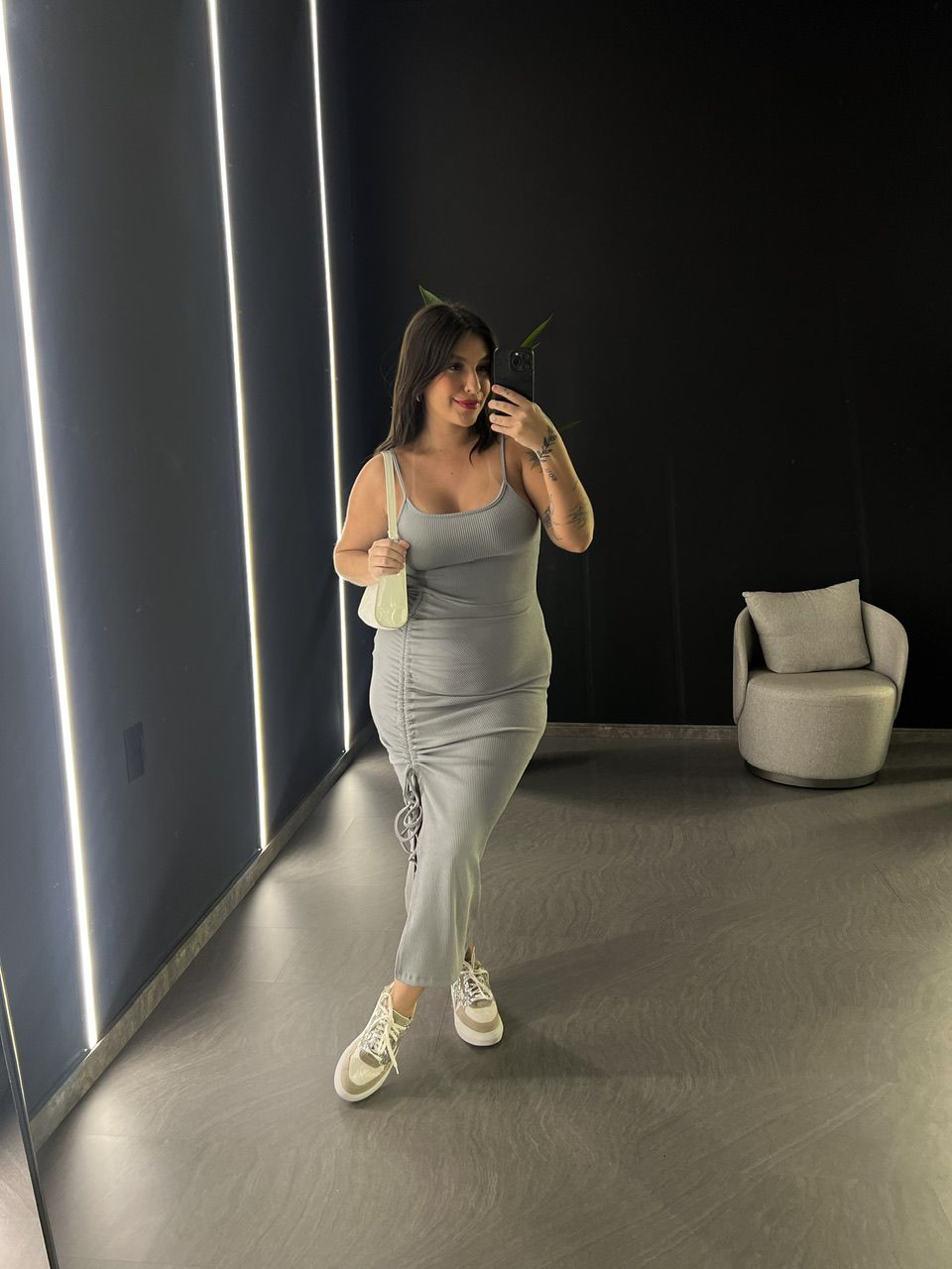 VESTIDO ALESSANDRA ALÇA CINZA