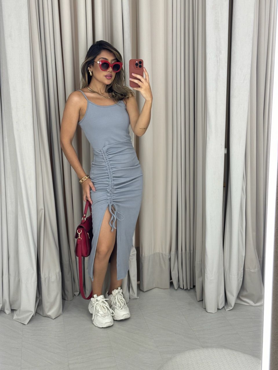 VESTIDO ALESSANDRA ALÇA CINZA