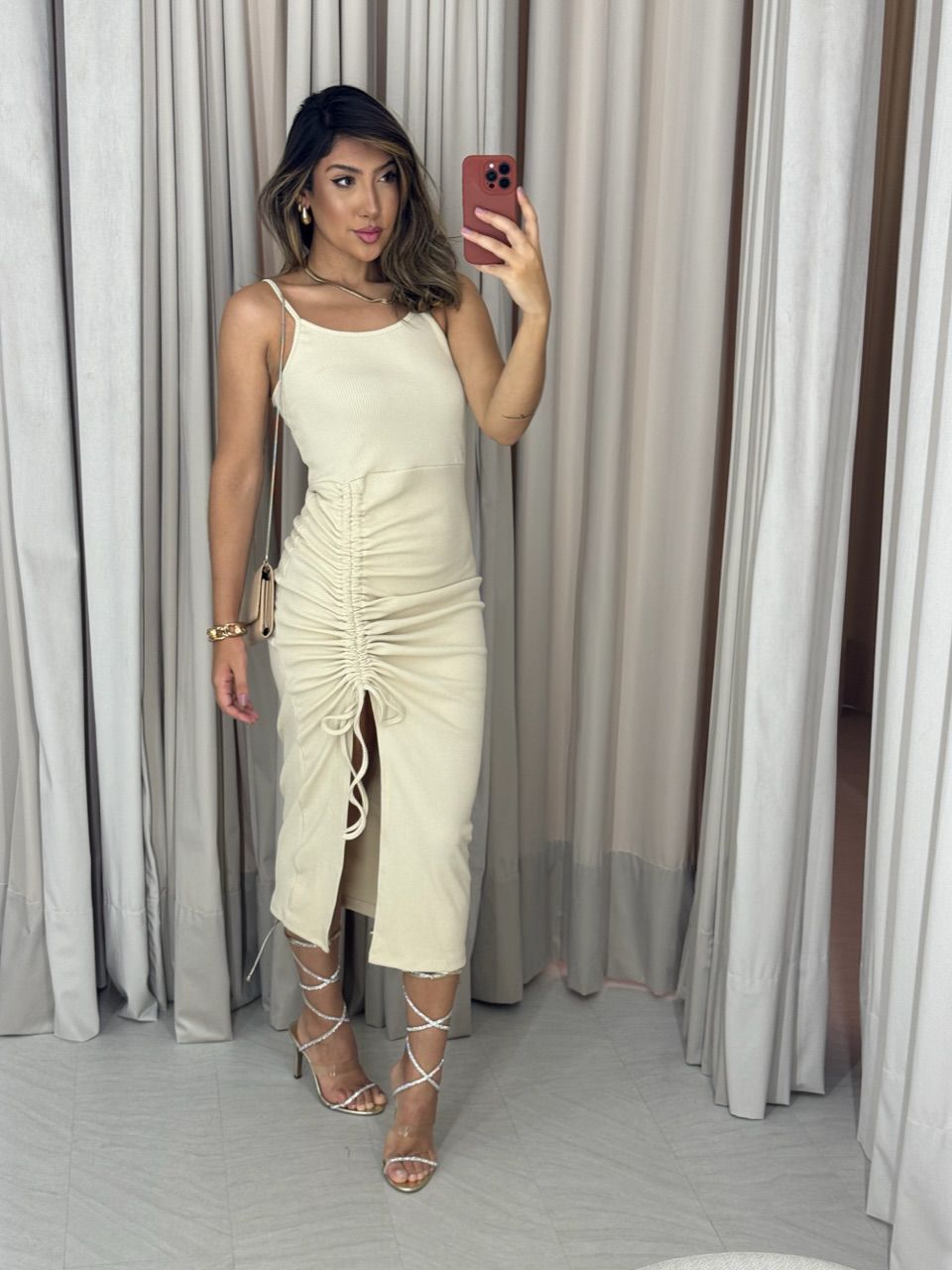 VESTIDO ALESSANDRA ALÇA MARFIM