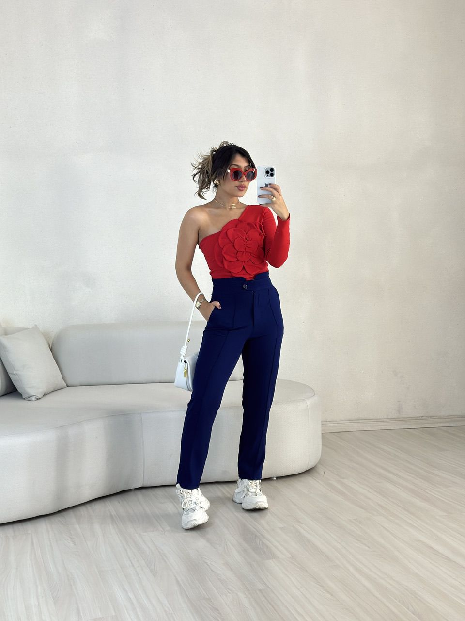 CROPPED FLOR NULA MANGA VERMELHO