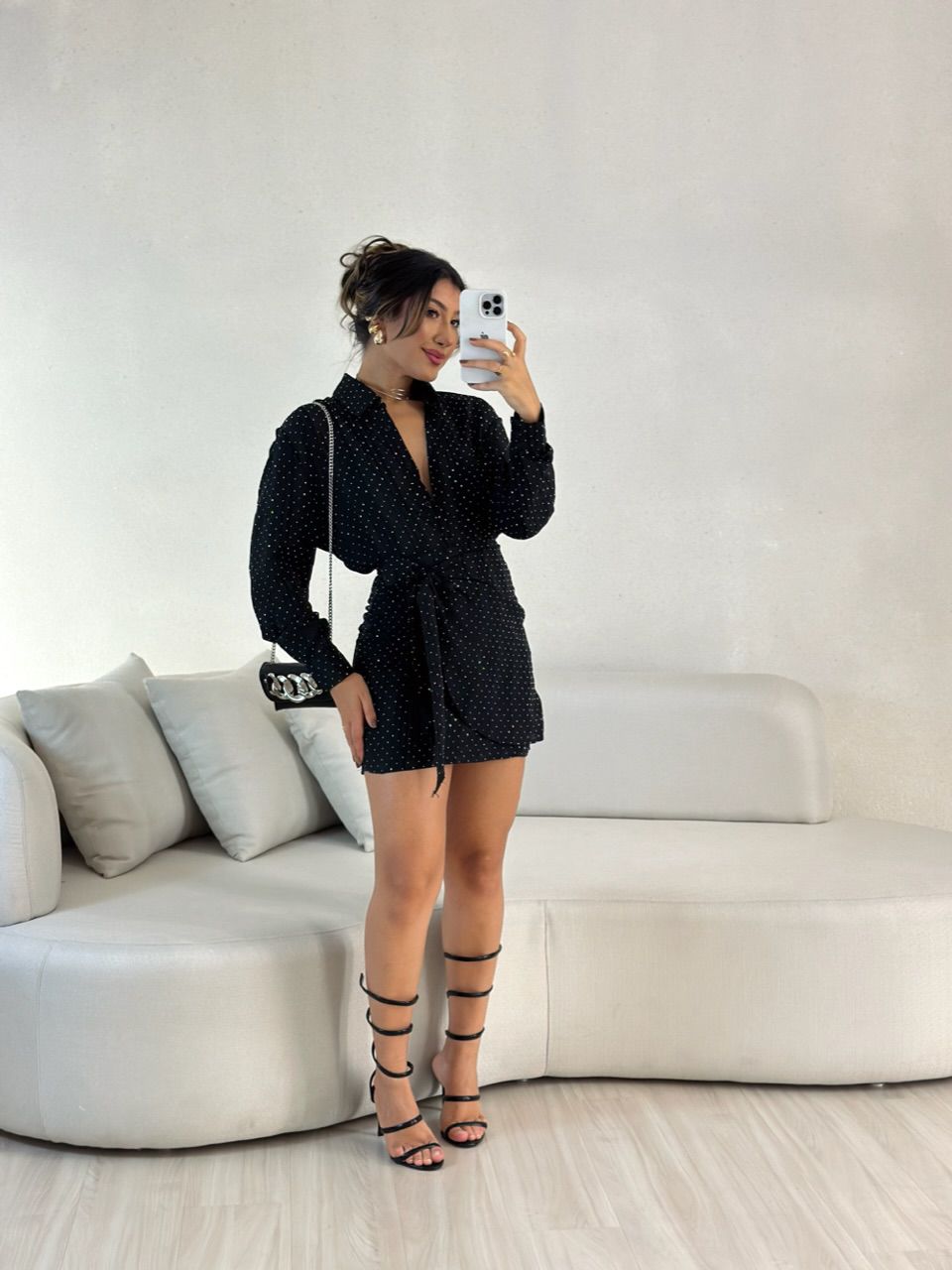 CONJUNTO MELINDA BRILHO PRETA - 0055430033 - CAROLLA FERRARO