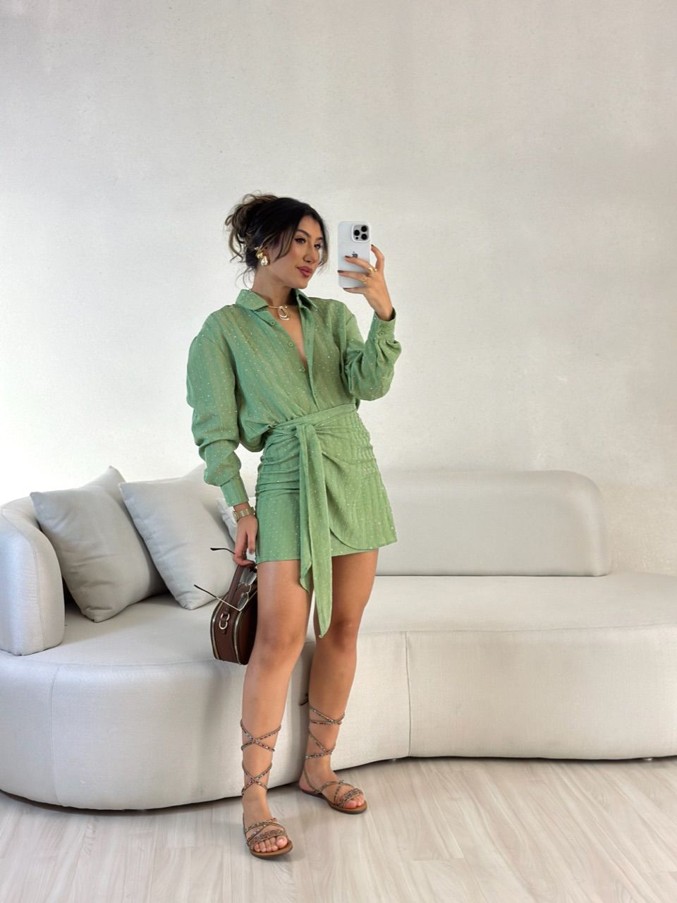 CONJUNTO MELINDA BRILHO VERDE - 0055430014 - CAROLLA FERRARO
