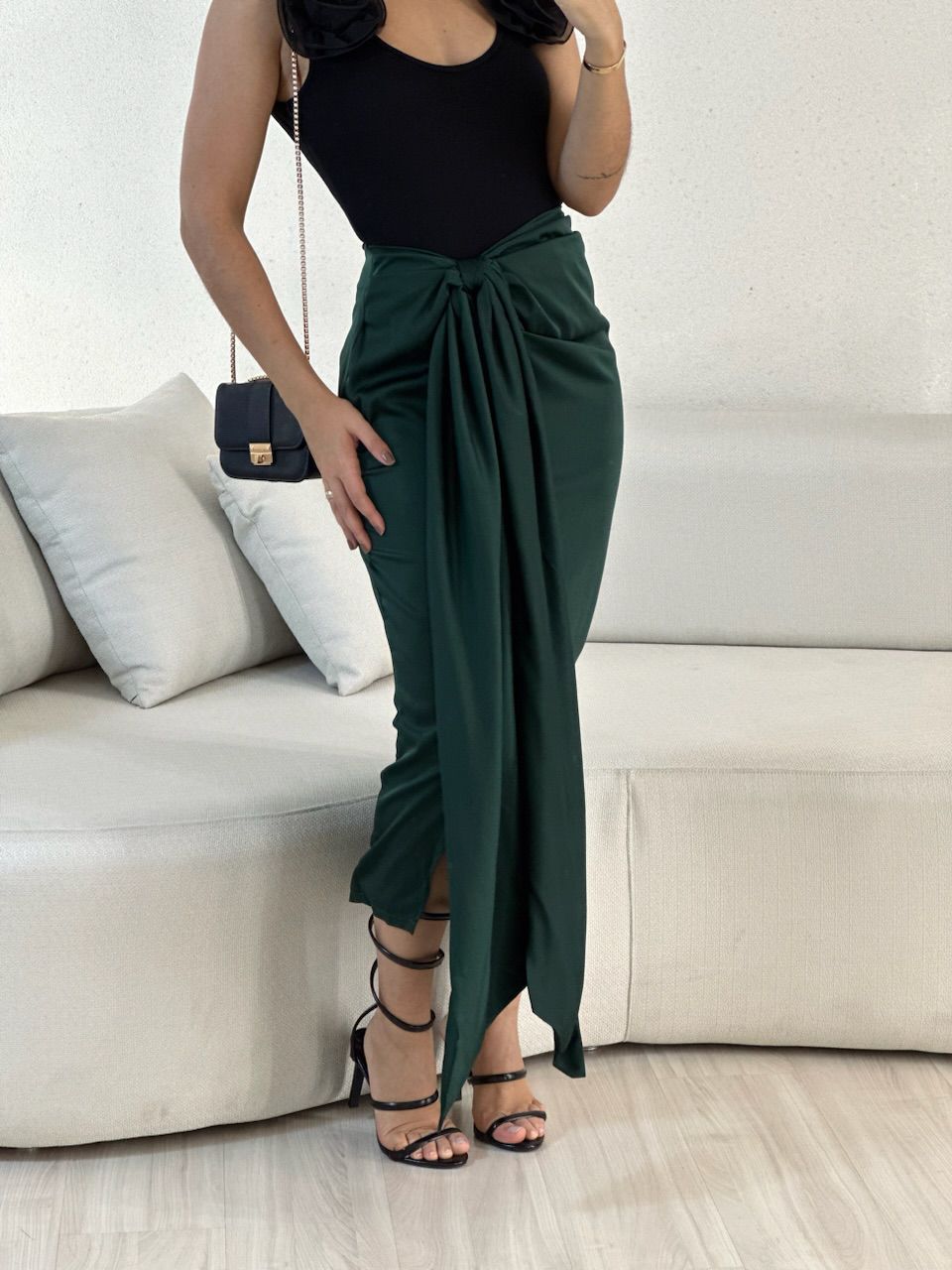 SAIA MARIAH ACETINADA AMARRAÇÃO VERDE MUSGO