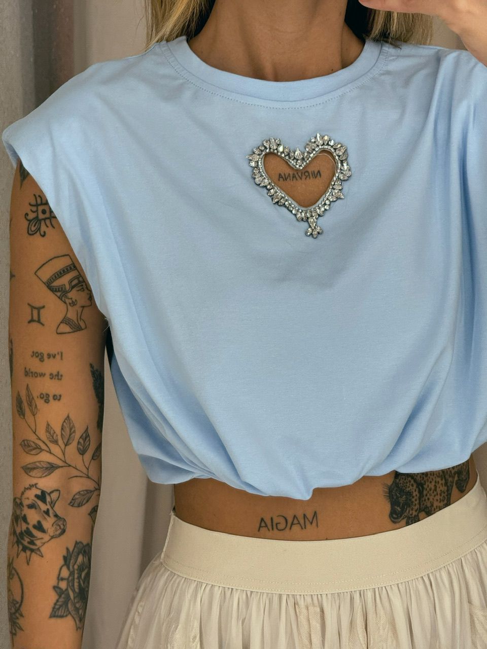 CROPPED CORAÇÃO VAZADO AZUL