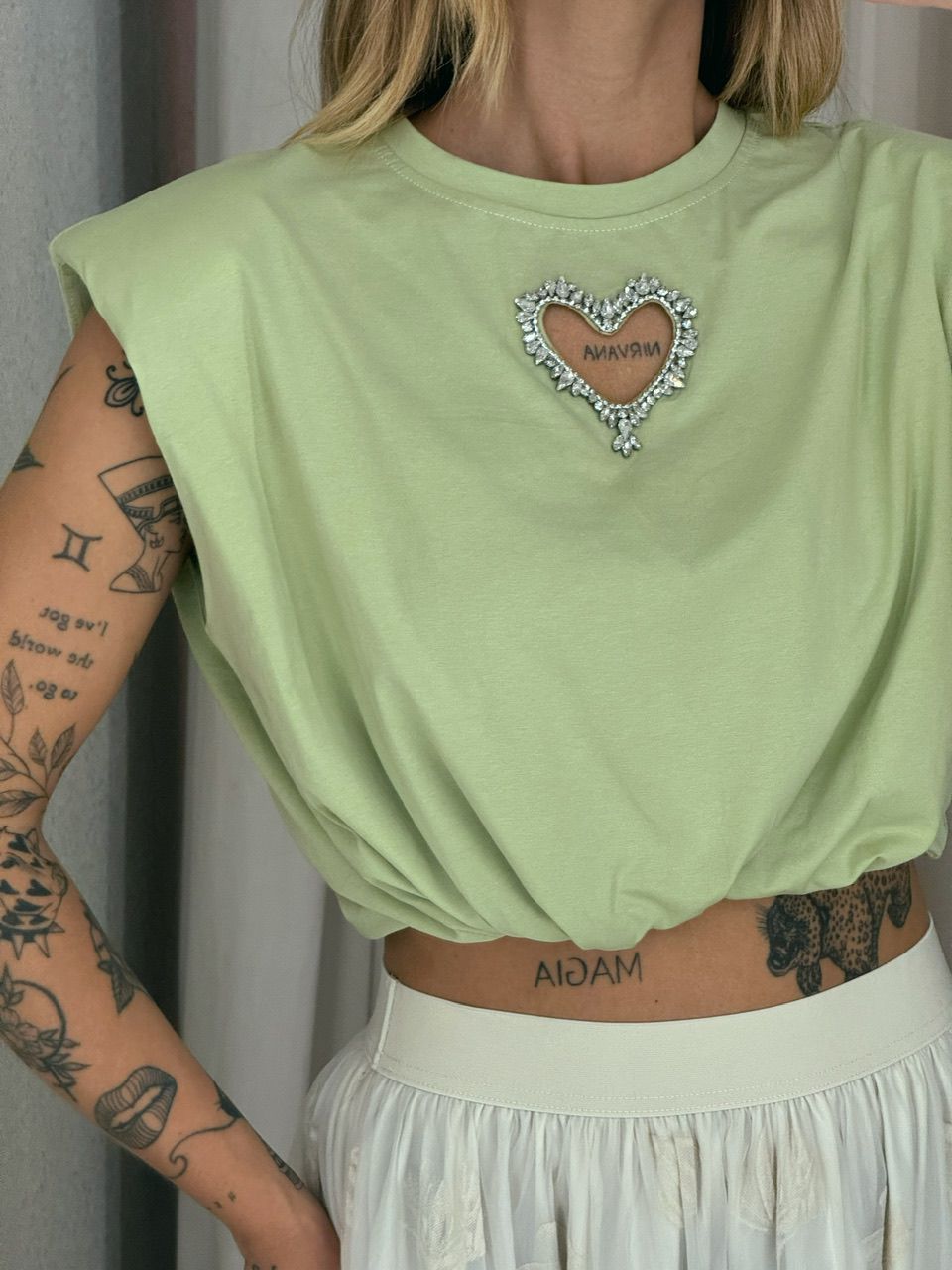 CROPPED CORAÇÃO VAZADO VERDE