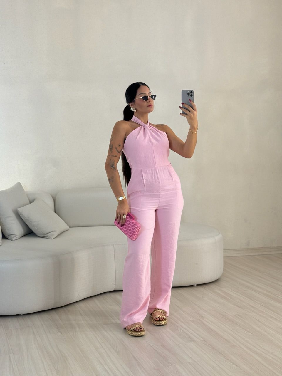 MACACÃO LUARA FAIXA BABY PINK