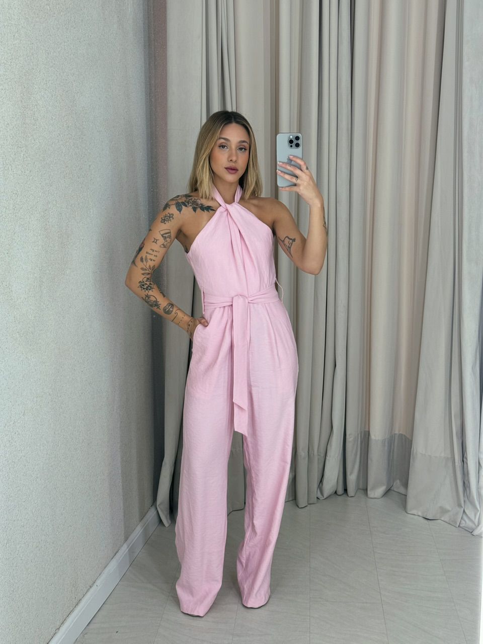 MACACÃO LUARA FAIXA BABY PINK - 0056380366 - CAROLLA FERRARO
