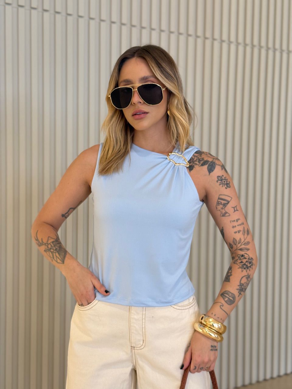 BLUSA AURORA METAL AZUL