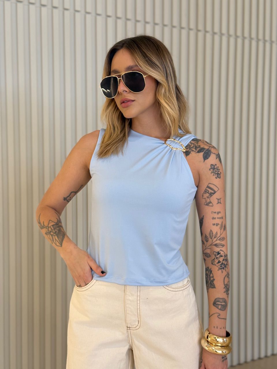 BLUSA AURORA METAL AZUL