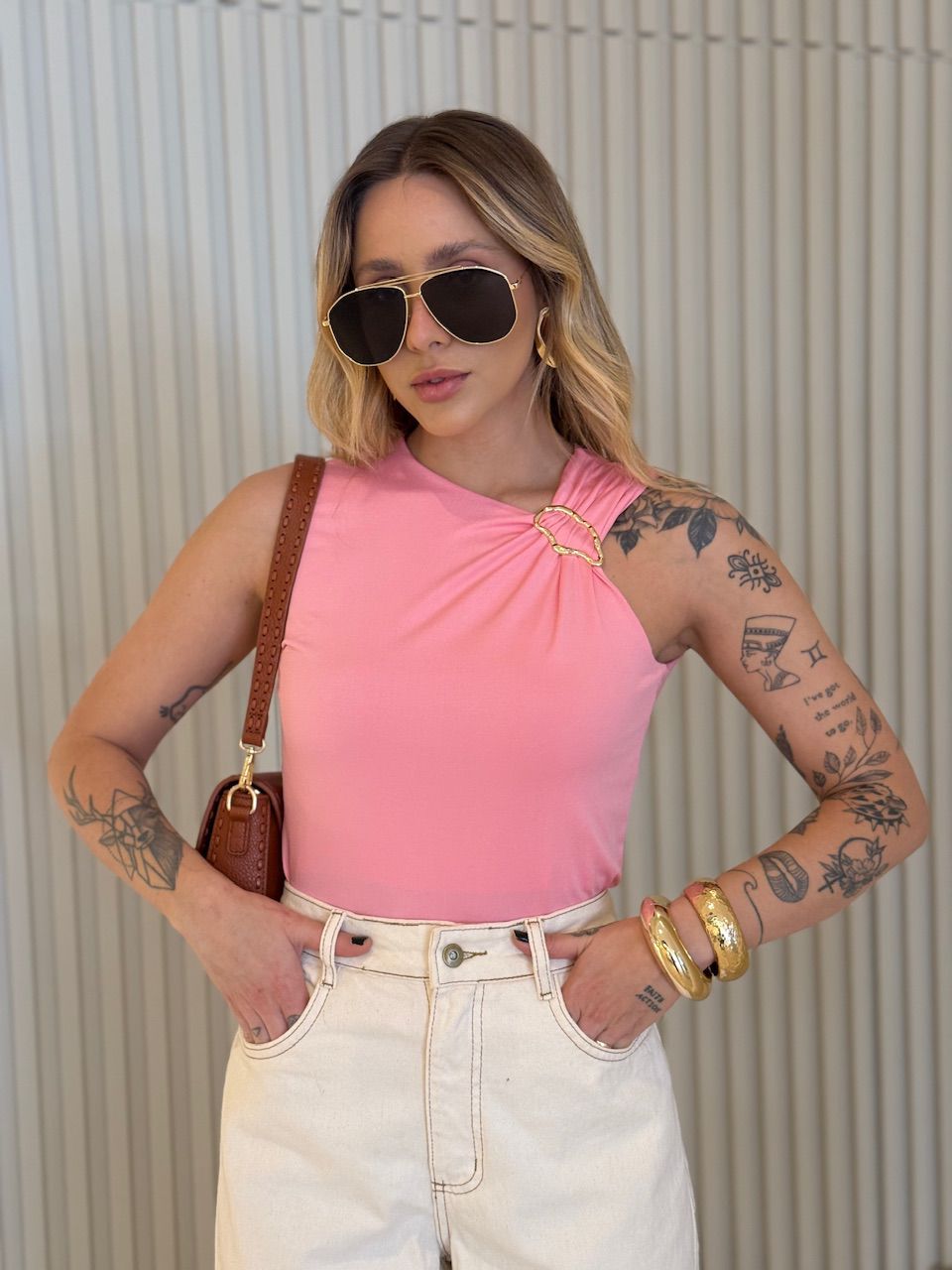 BLUSA AURORA METAL ROSA