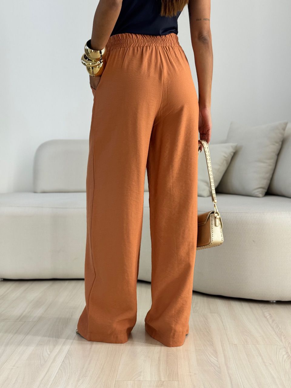 CALÇA JULLY ELÁSTICO CARAMELO