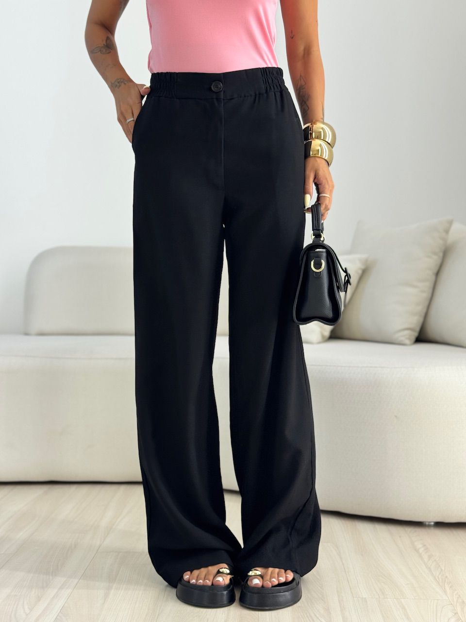 CALÇA JULLY ELÁSTICO PRETA - 0069240033 - CAROLLA FERRARO