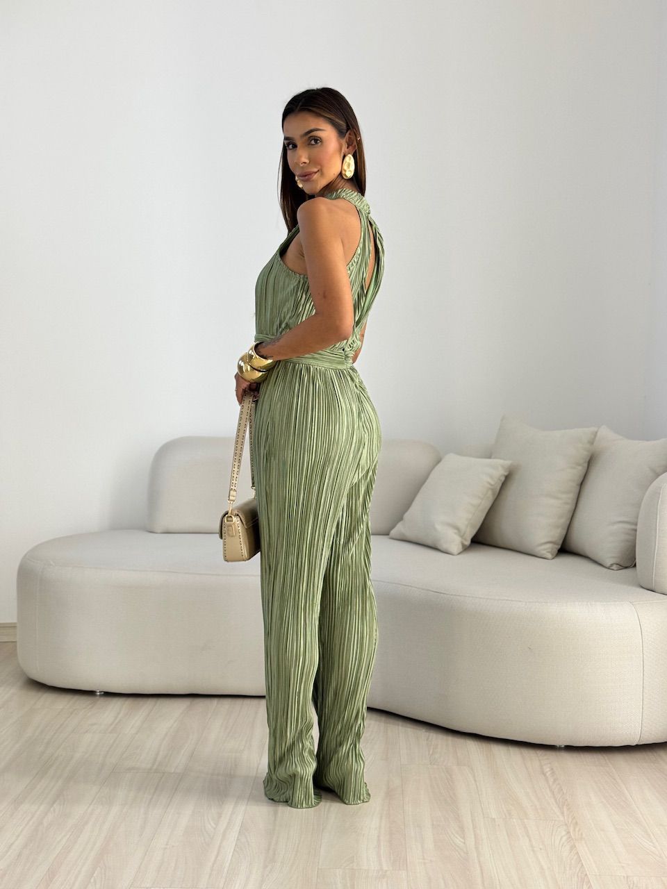 MACACÃO PAMELA PLISSADO VERDE