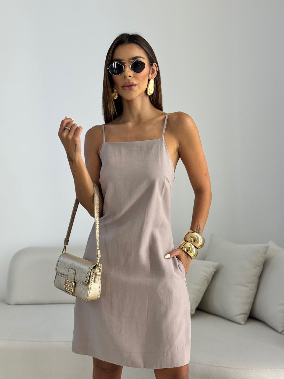 VESTIDO MELISSA BASIC CAQUI