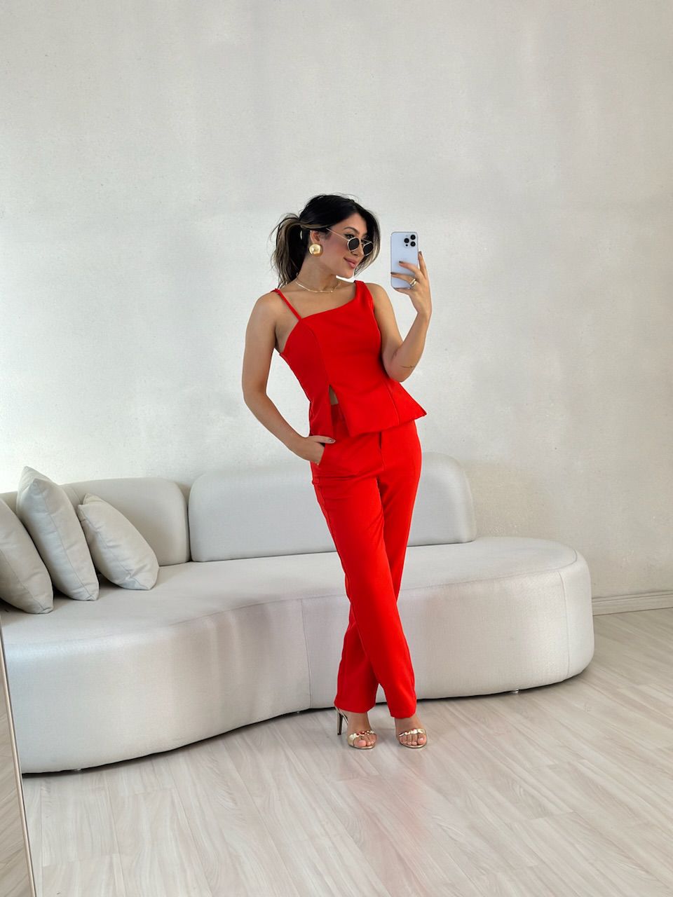 CONJUNTO SUZANA CALÇA VERMELHO - 0057430006 - CAROLLA FERRARO