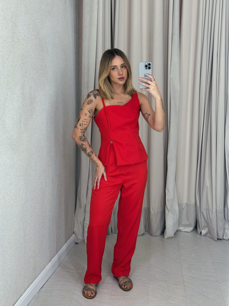 CONJUNTO SUZANA CALÇA VERMELHO