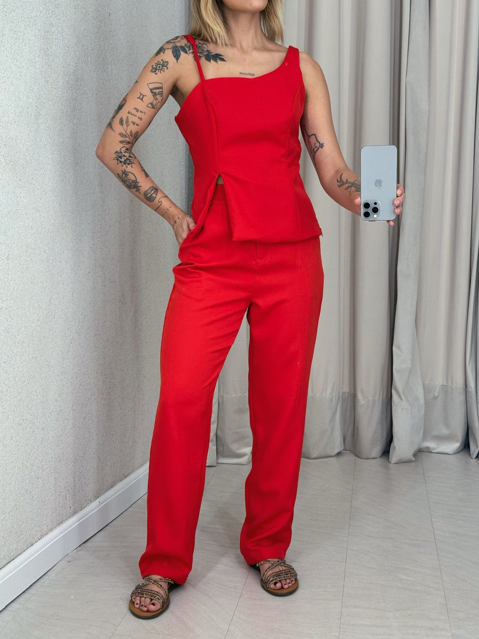 CONJUNTO SUZANA CALÇA VERMELHO