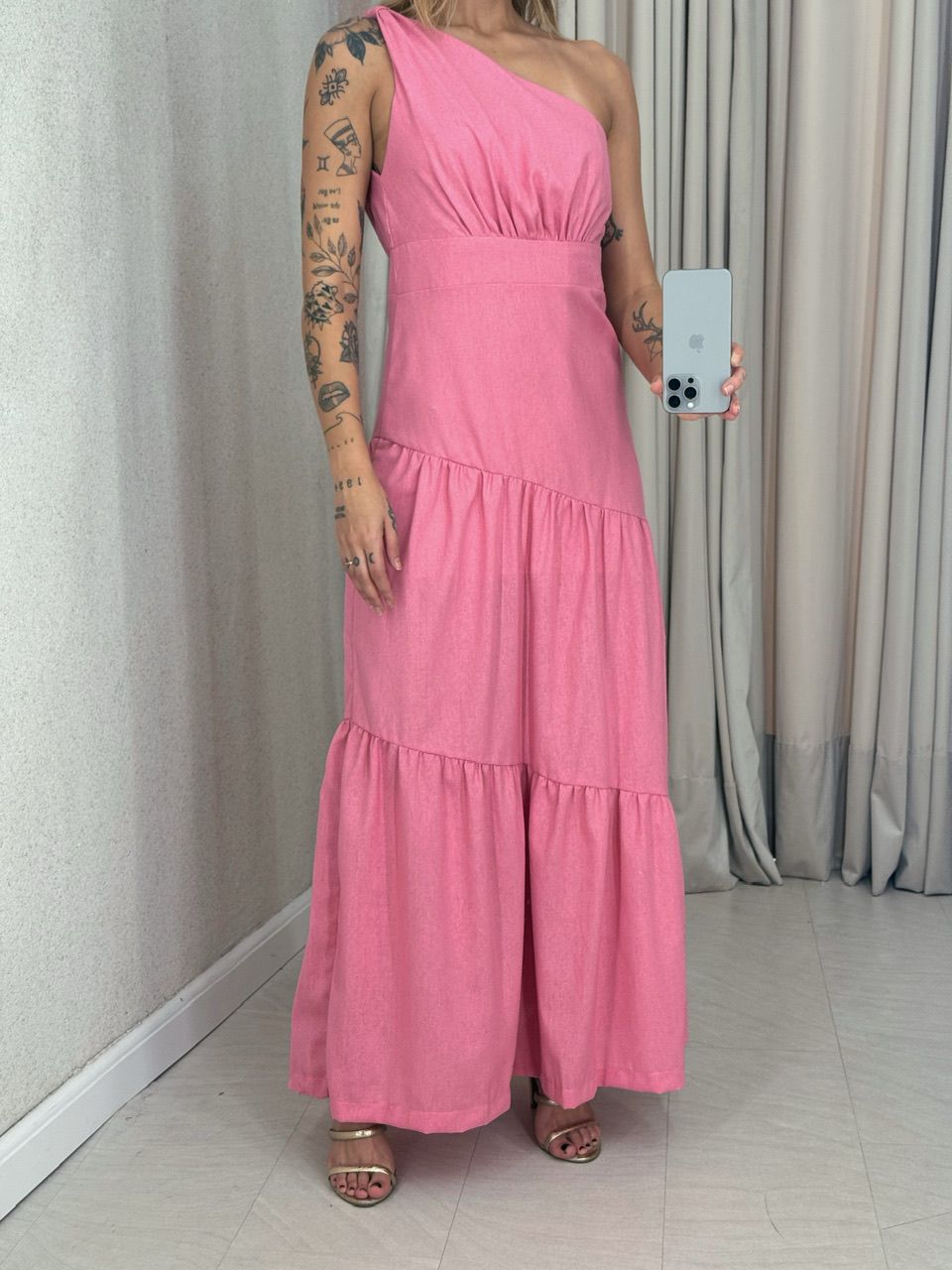 VESTIDO LARY NULA MANGA ROSA
