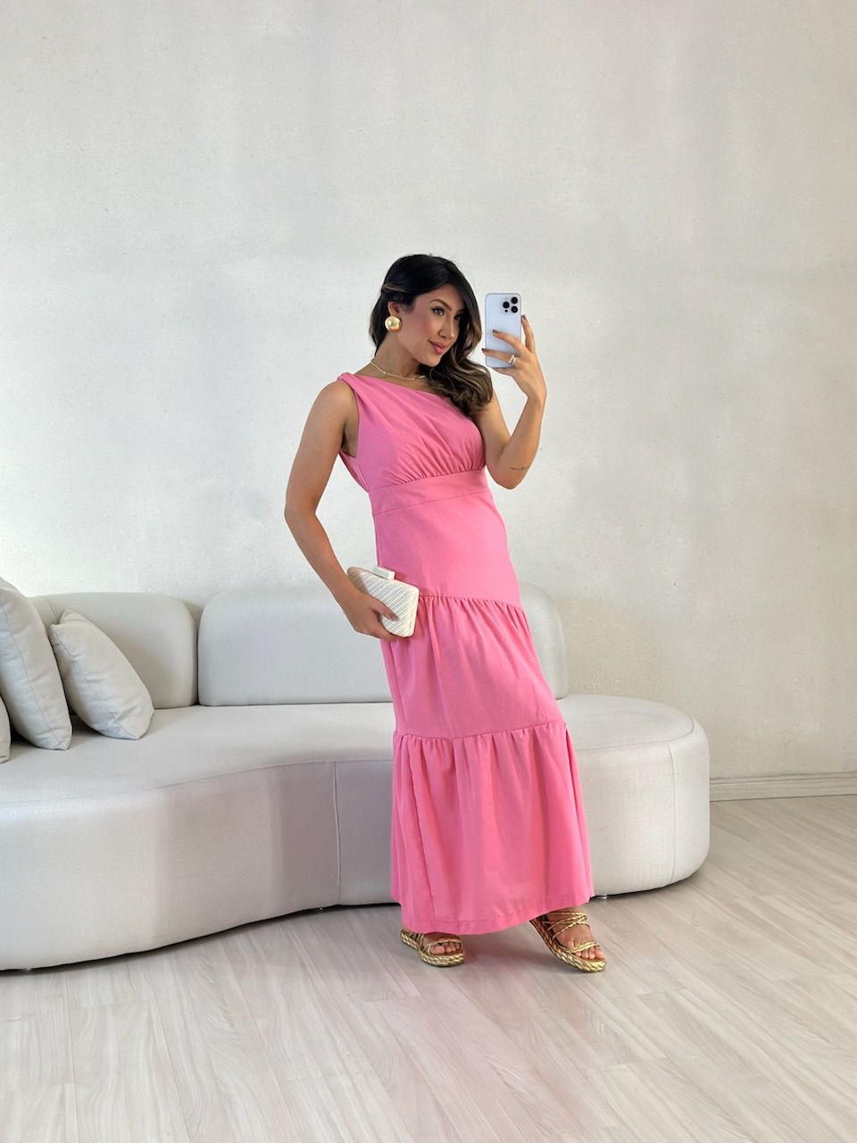 VESTIDO LARY NULA MANGA ROSA - 0057420031 - CAROLLA FERRARO
