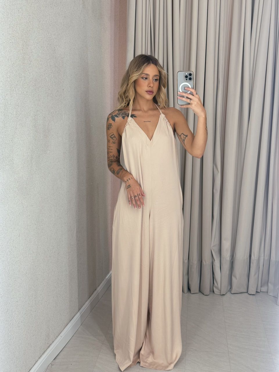 MACACÃO MIRIAM FRENTE ÚNICA NUDE - 0059470049 - CAROLLA FERRARO