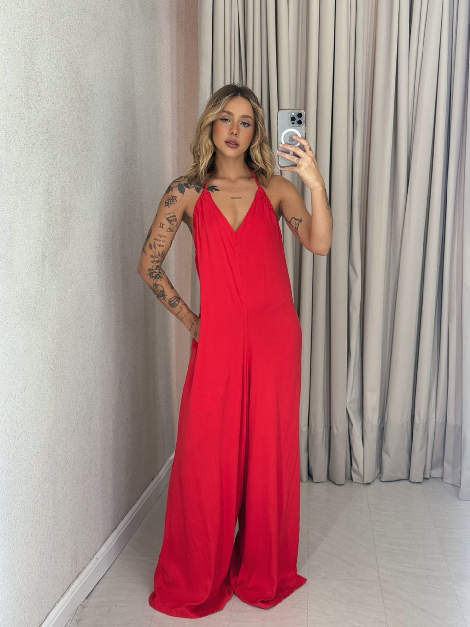 MACACÃO MIRIAM FRENTE ÚNICA VERMELHO - 0059470006 - CAROLLA FERRARO