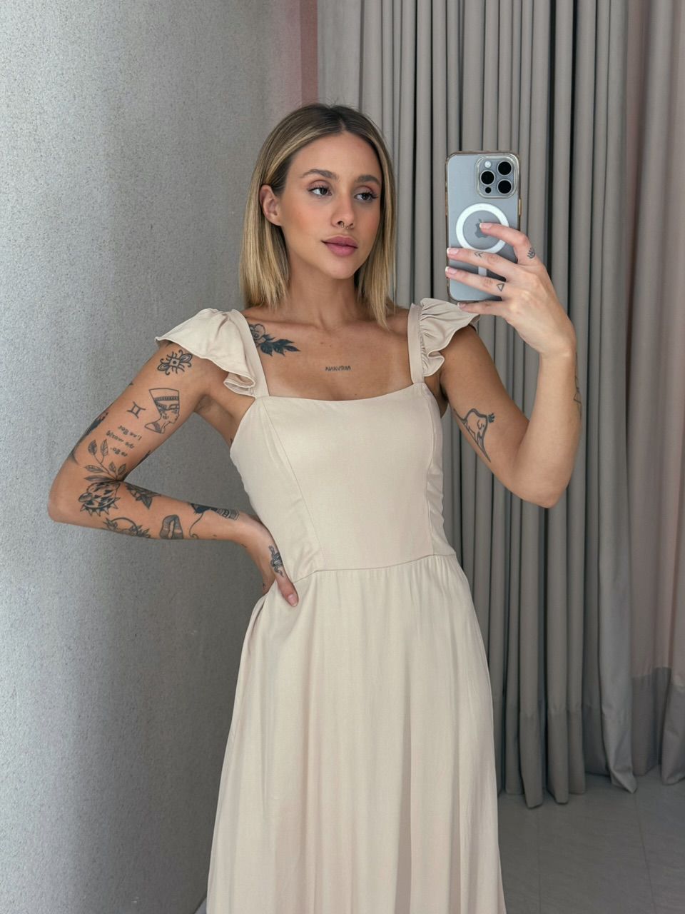 VESTIDO MARIA ALICE LASTEX NUDE
