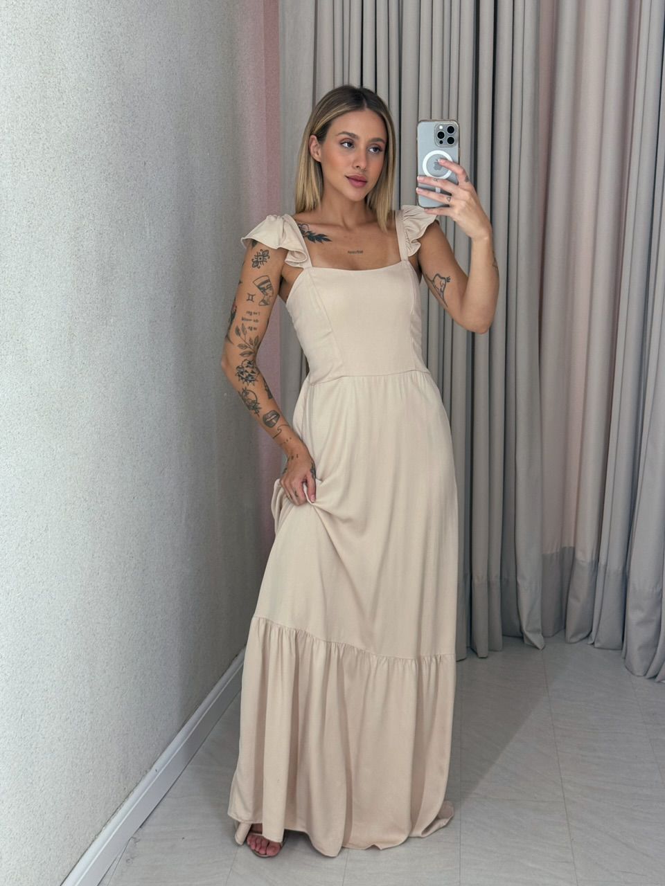 VESTIDO MARIA ALICE LASTEX NUDE - 0059480049 - CAROLLA FERRARO
