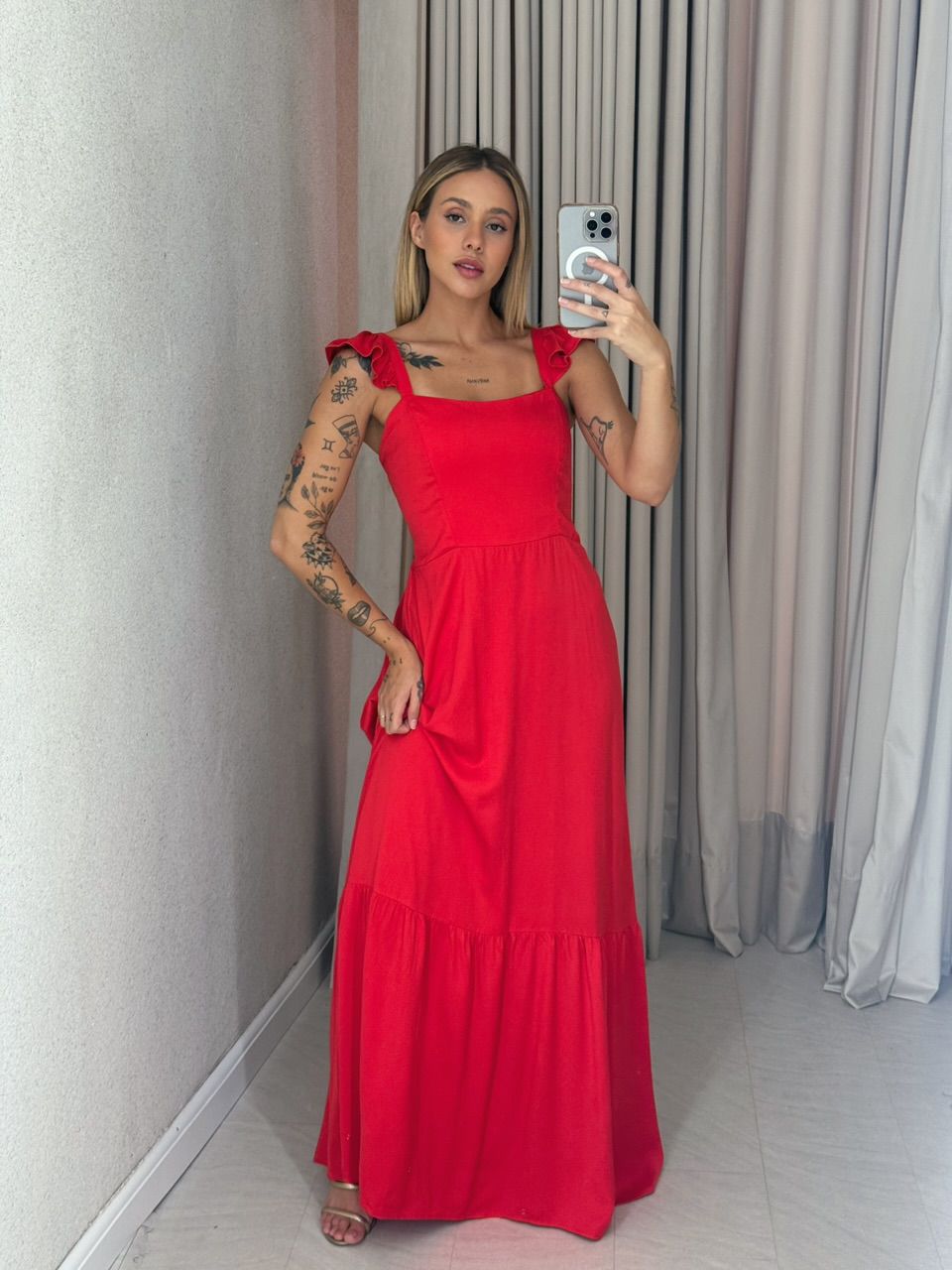 VESTIDO MARIA ALICE LASTEX VERMELHO - 0059480006 - CAROLLA FERRARO
