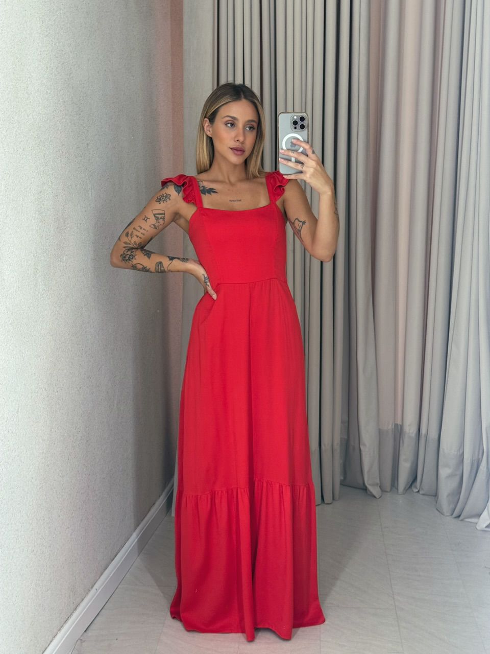 VESTIDO MARIA ALICE LASTEX VERMELHO