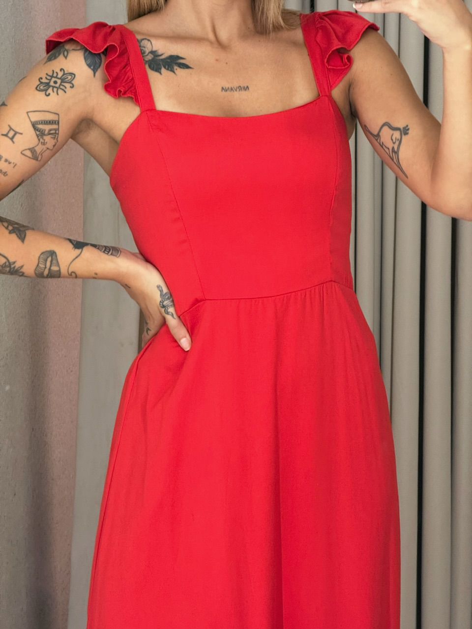 VESTIDO MARIA ALICE LASTEX VERMELHO