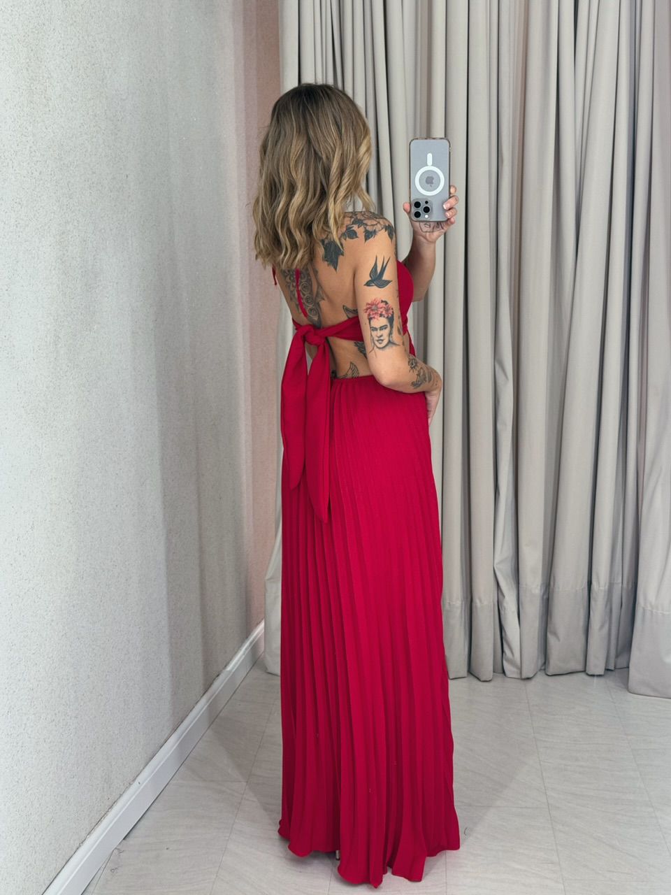 VESTIDO MADALENA PLISSADO vermelho