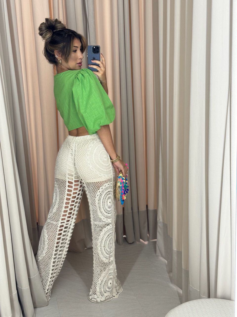 CALÇA CROCHÊ CRU