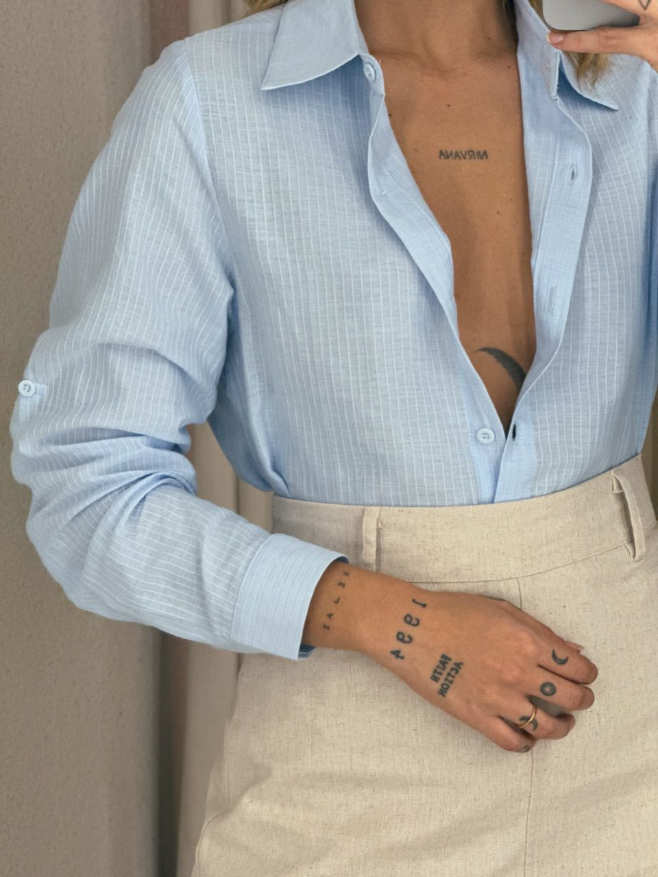 CAMISA ELIZABETH LISA AZUL CLARO