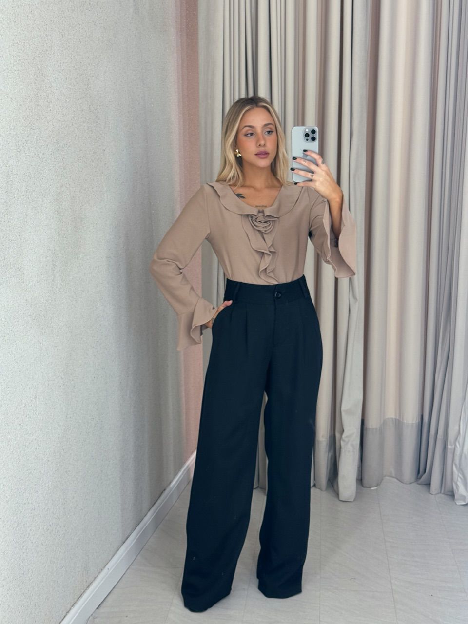 BLUSA SARA MANGA NUDE