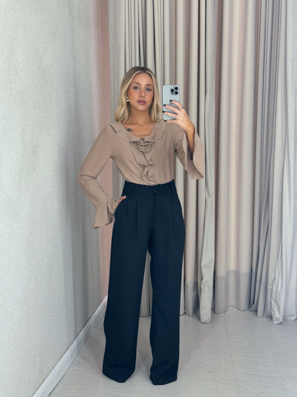 BLUSA SARA MANGA NUDE