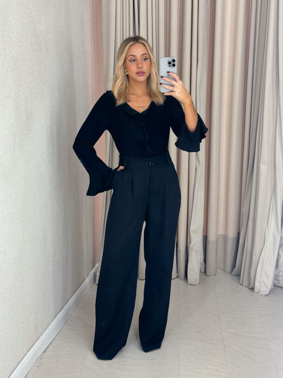 BLUSA SARA MANGA PRETO