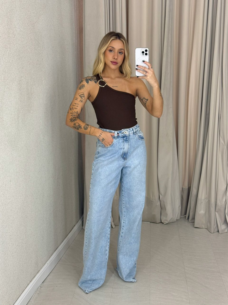 BLUSA OLIVIA NULA MANGA MARROM