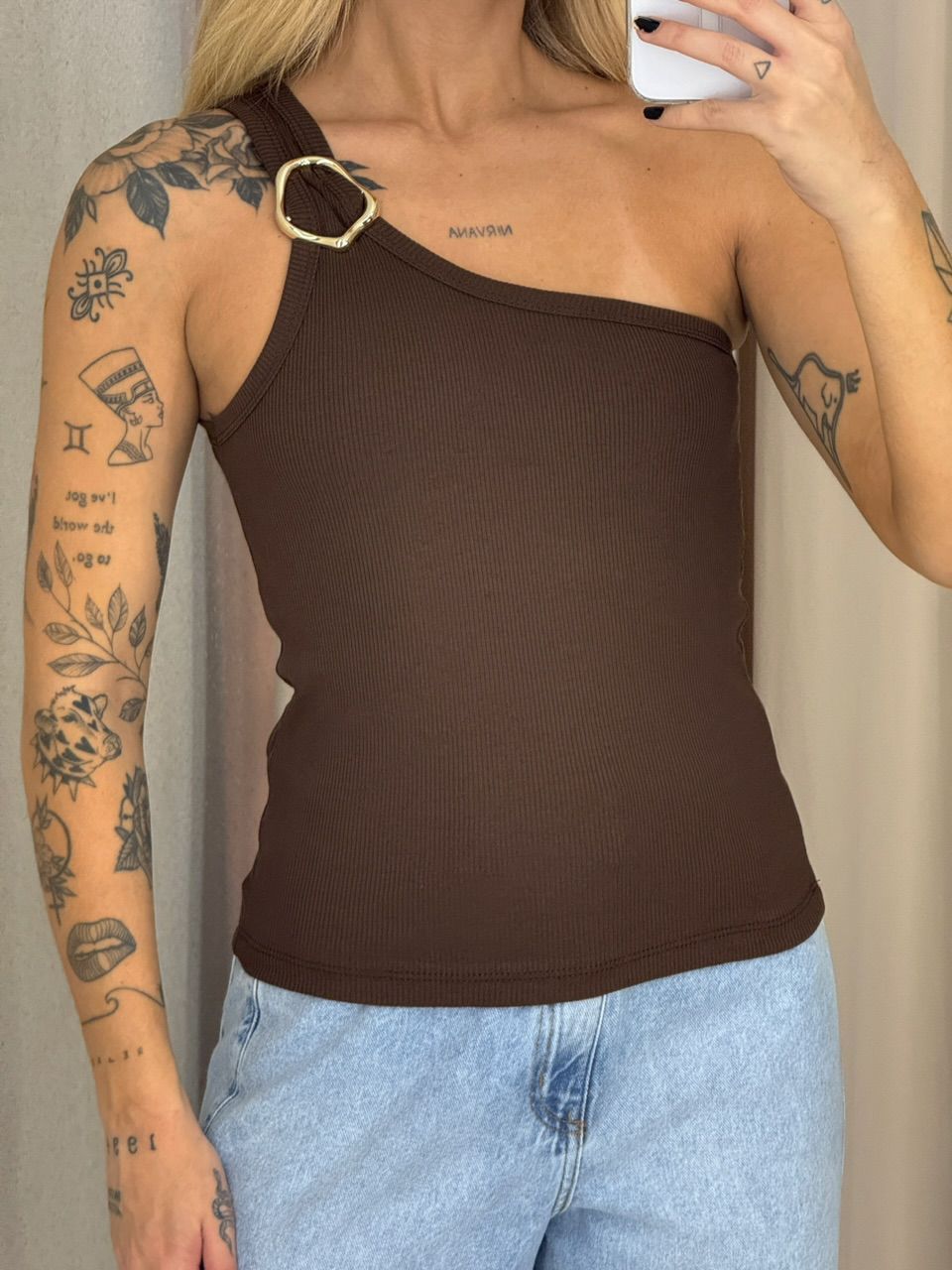 BLUSA OLIVIA NULA MANGA MARROM