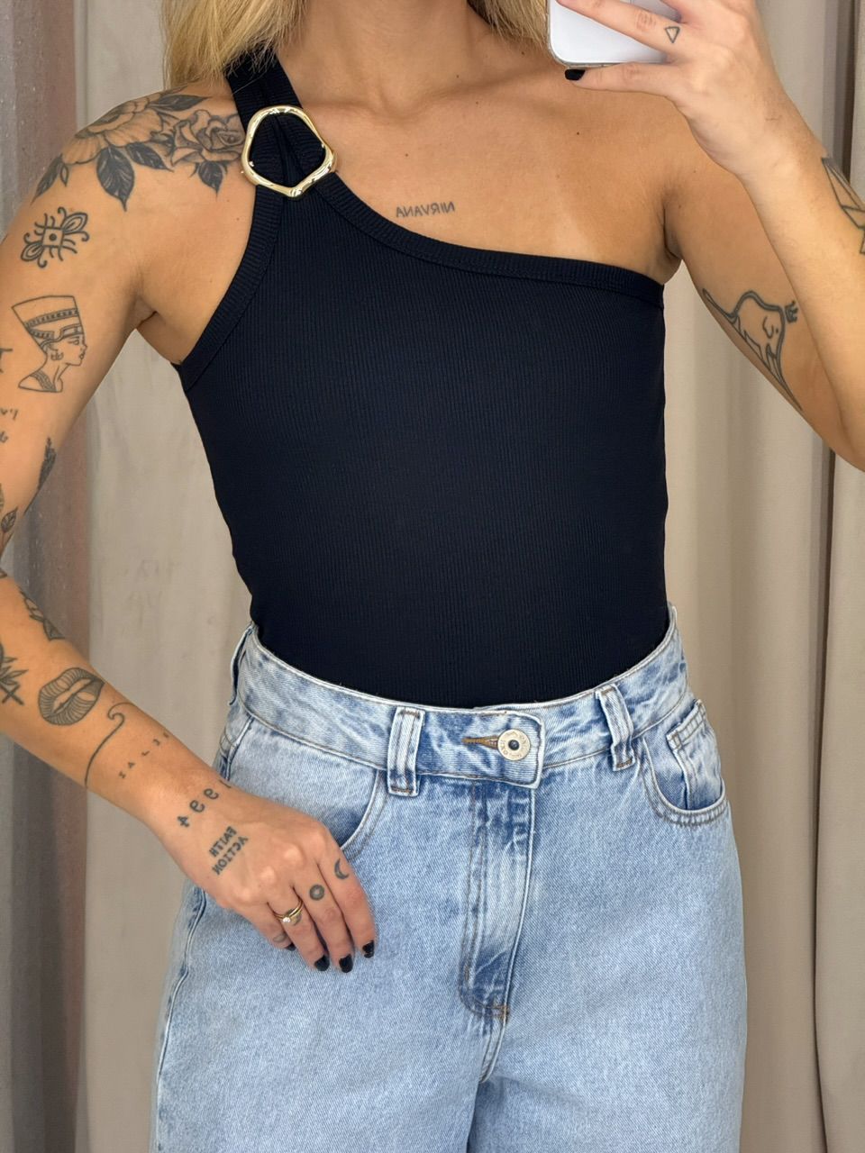 BLUSA OLIVIA NULA MANGA PRETA