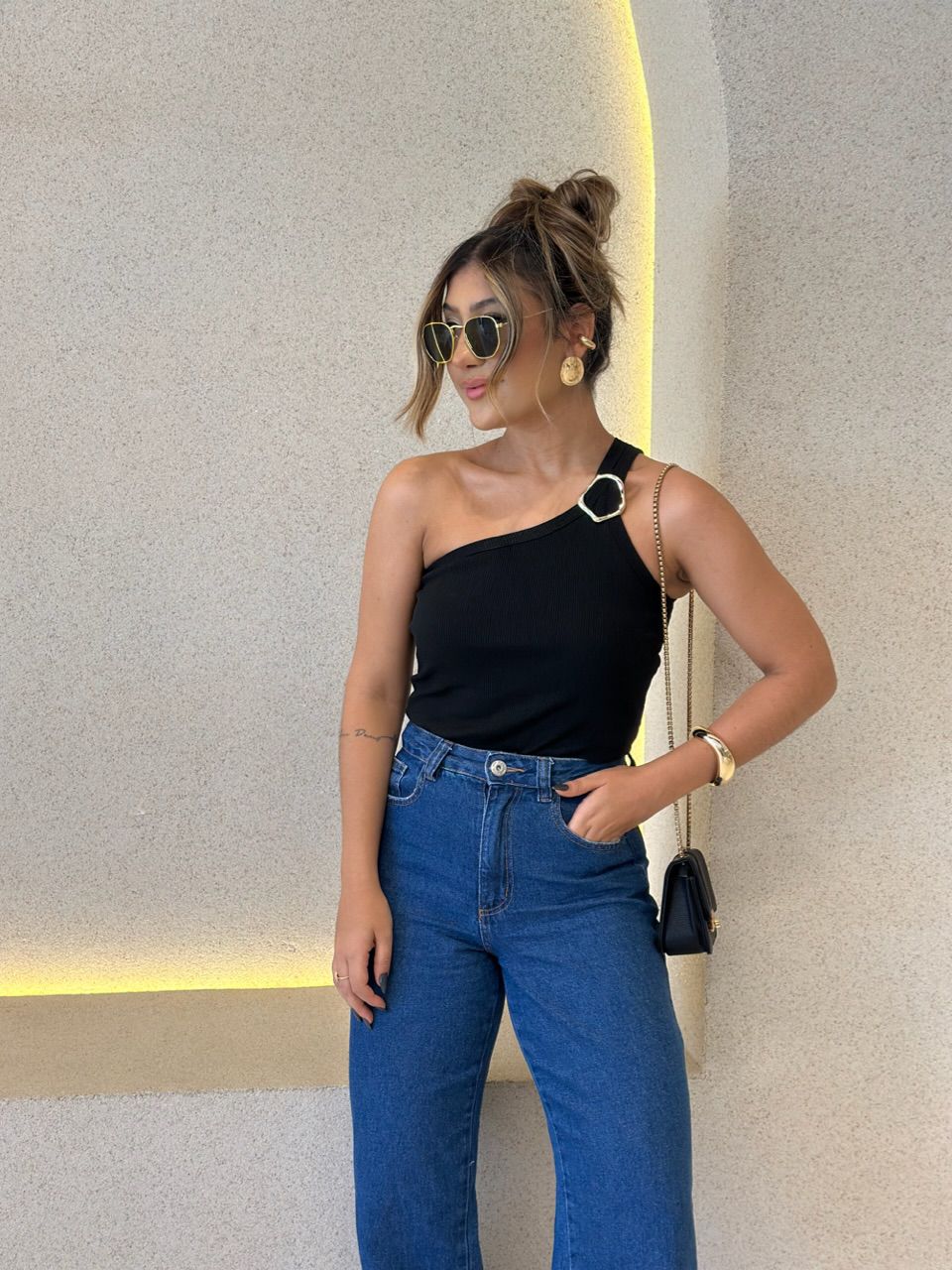 BLUSA OLIVIA NULA MANGA PRETA - 0062270033 - CAROLLA FERRARO