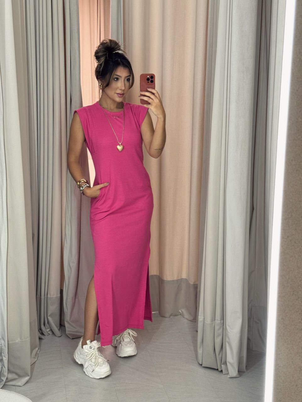 VESTIDO vivi muscle canelado Rosa