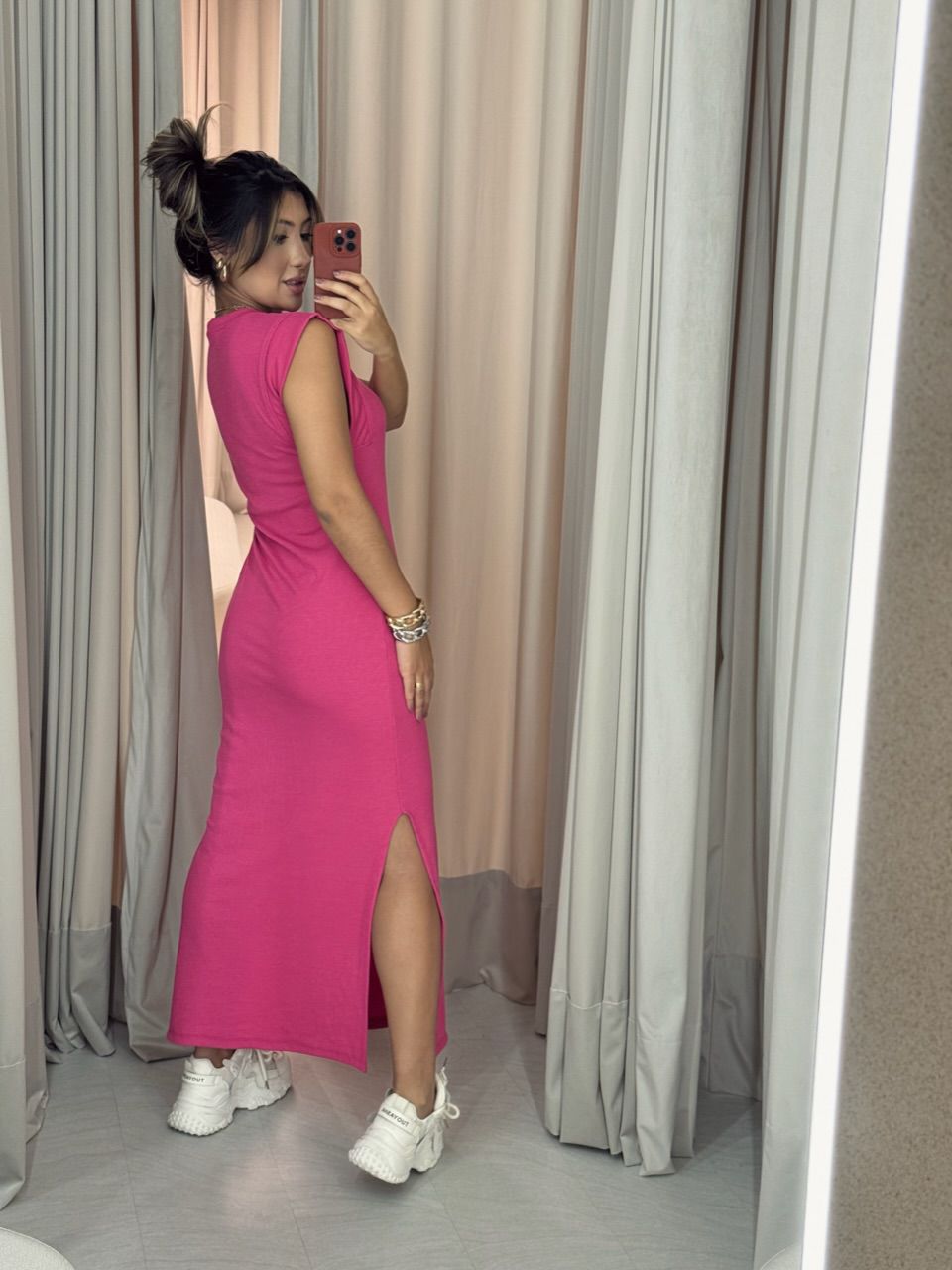 VESTIDO vivi muscle canelado Rosa