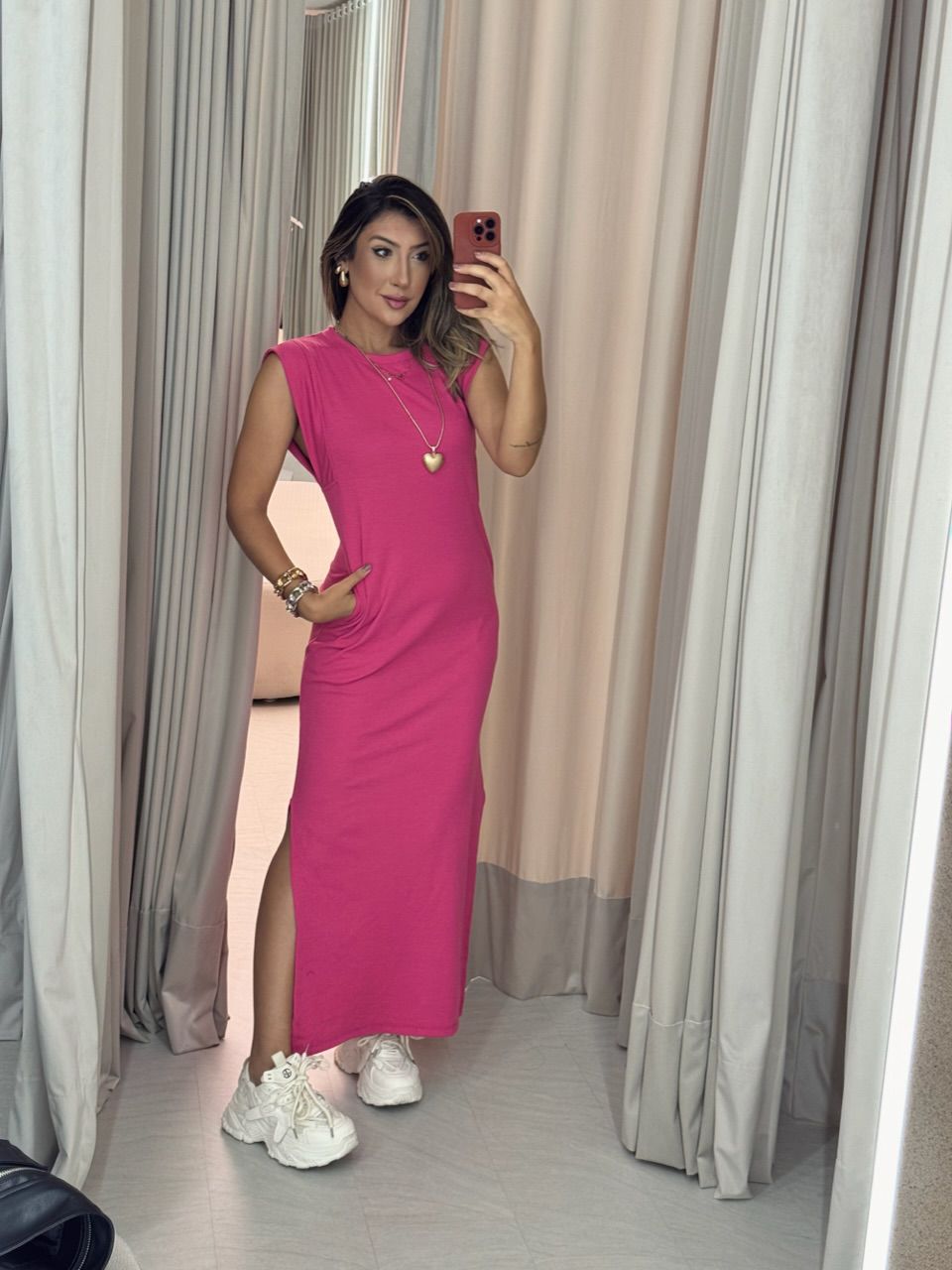 VESTIDO vivi muscle canelado Rosa - 0051230031 - CAROLLA FERRARO
