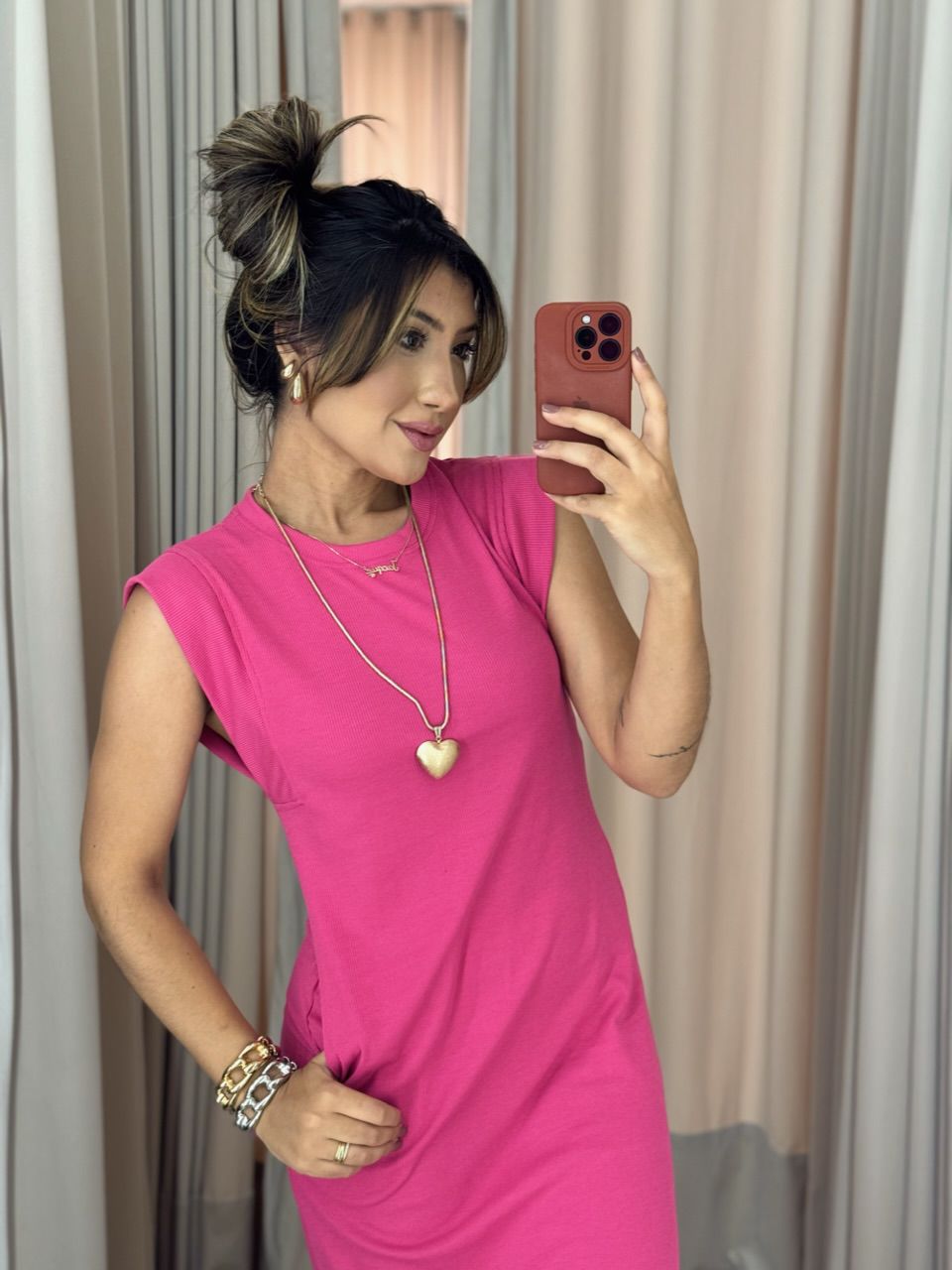 VESTIDO vivi muscle canelado Rosa