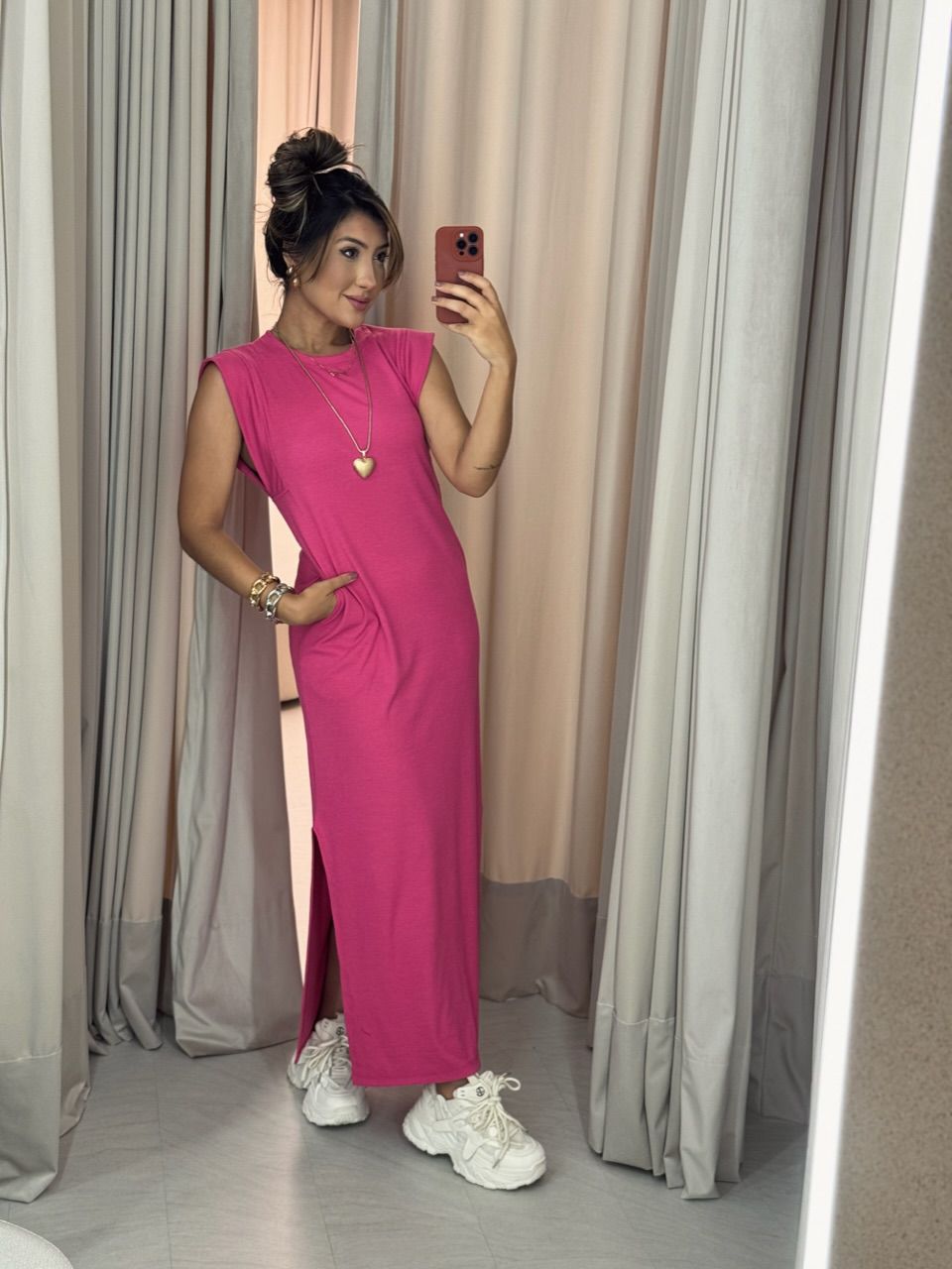 VESTIDO vivi muscle canelado Rosa