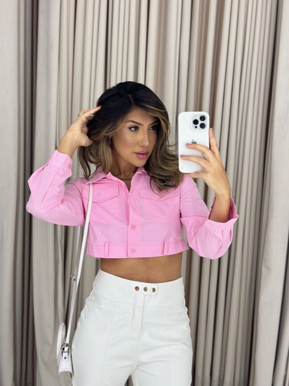CAMISA CROPPED ANA ROSA - 0052330031 - CAROLLA FERRARO