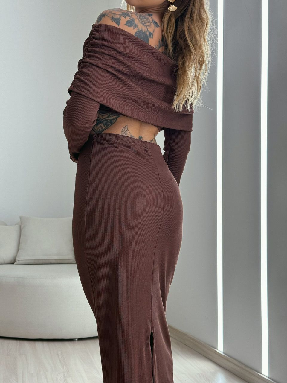 CONJUNTO ELIANA ANARRUGA MARROM