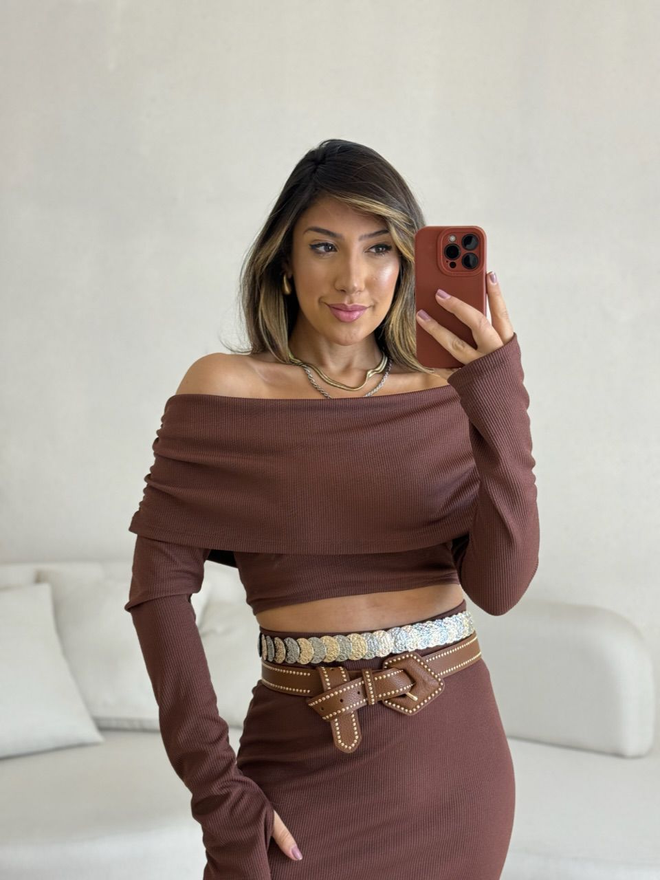 CONJUNTO ELIANA ANARRUGA MARROM