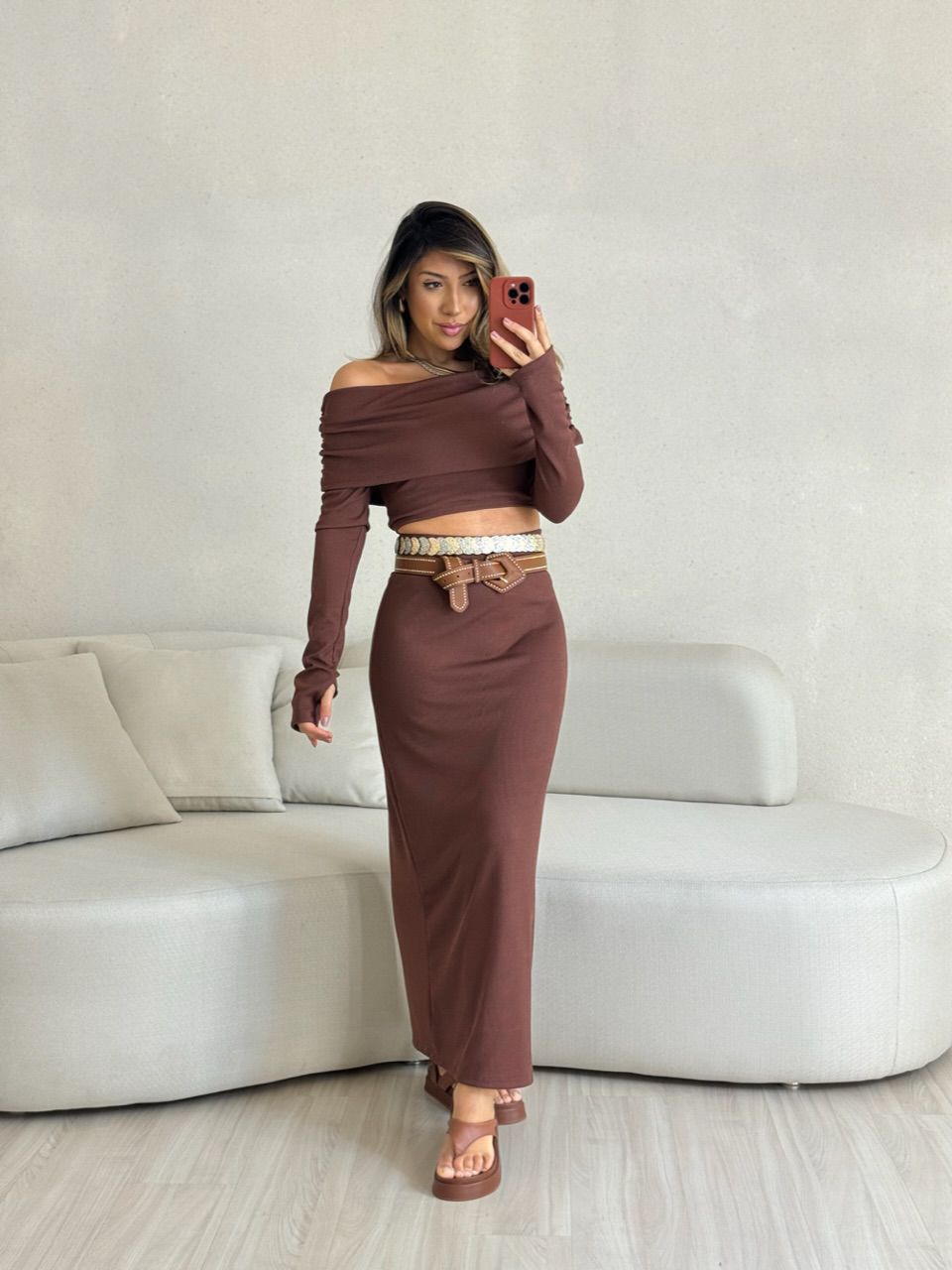 CONJUNTO ELIANA ANARRUGA MARROM